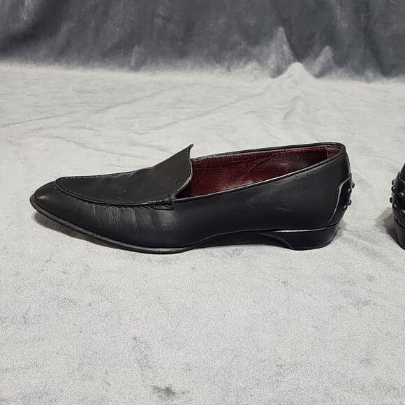 Tod's Loafer Shoes Women's 7 Black Leather Pointed Toe Low Heels Italy - Picture 6 of 15